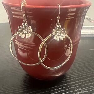 Elegant Silver Floral Hoop Earrings